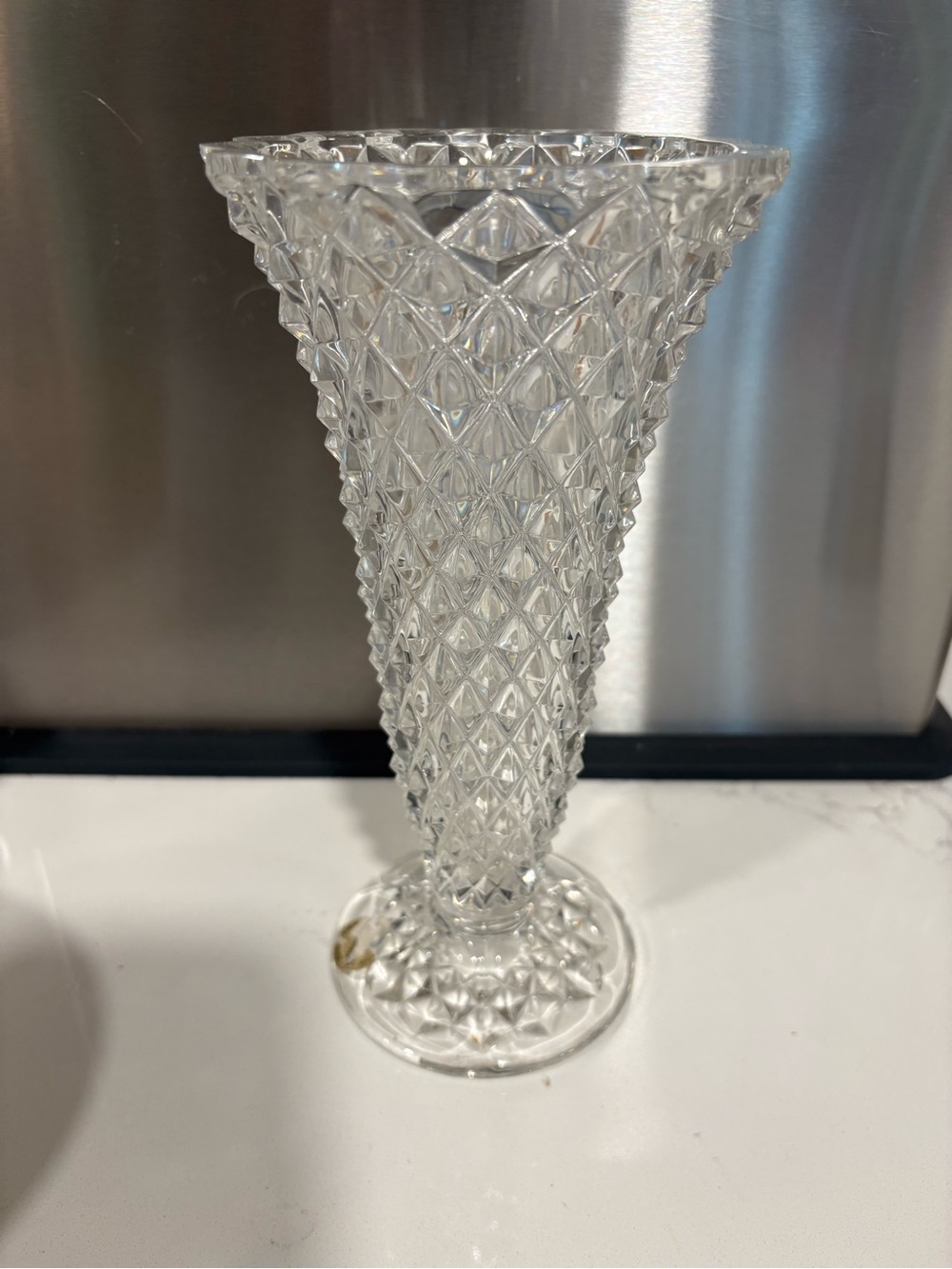 Princess House Crystal  Diamond-Pattern Trumpet Vase made in Germany